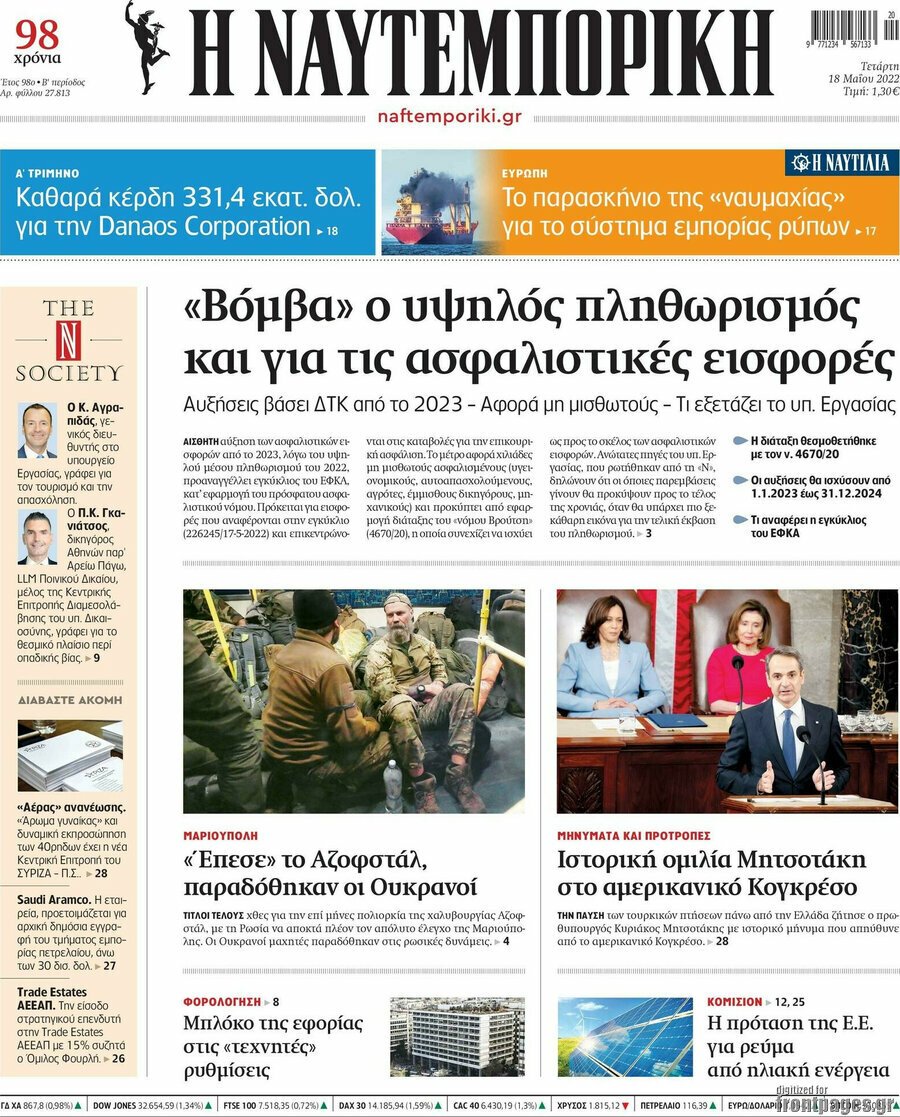 Δείτε τα πρωτοσέλιδα των πολιτικών, οικονομικών και αθλητικών εφημερίδων.