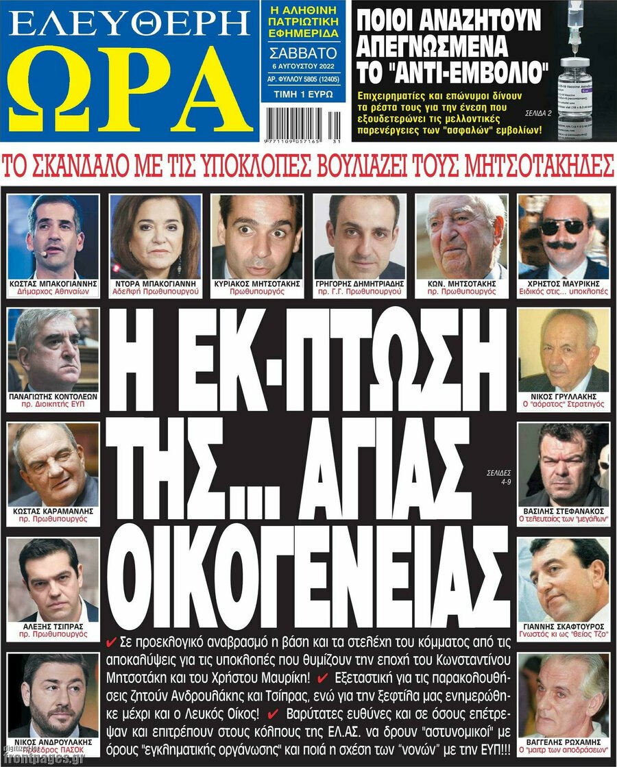 Τα πρωτοσέλιδα των πολιτικών και αθλητικών εφημερίδων