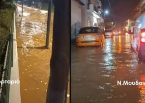 Χαλκιδική: Ήχησε το 112 για τον δήμο Ν. Προποντίδας - Σε ποτάμια μετατράπηκαν οι δρόμοι σε Πορταριά και Ν. Μουδανιά