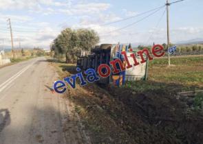 Εύβοια: Bυτιοφόρο τούμπαρε και έπεσε σε χωράφι